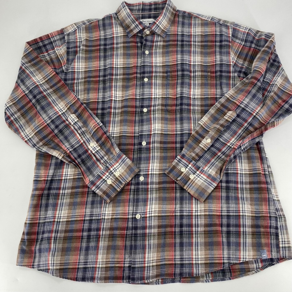 Peter Millar Mens XL Plaid Long Sleeve‎ Button Down Shirt Classic Casual